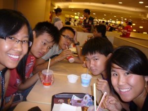 cousins at Mac! having cheap milkshakes and fries after spending too much on shopping. 